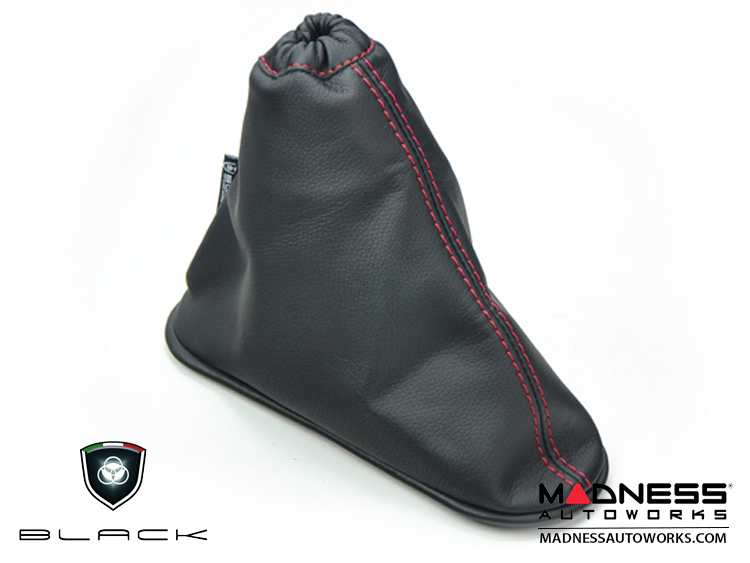 FIAT 500 eBrake Boot - Black Leather w/ Red Stitching